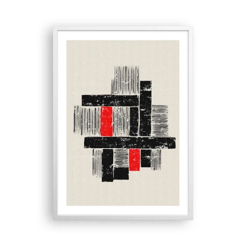 Poster in een witte lijst - Rood en zwart - 50x70 cm