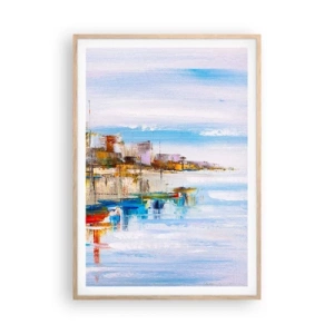 Een poster in een licht eiken lijst - Een veelkleurig stedelijk toevluchtsoord - 70x100 cm