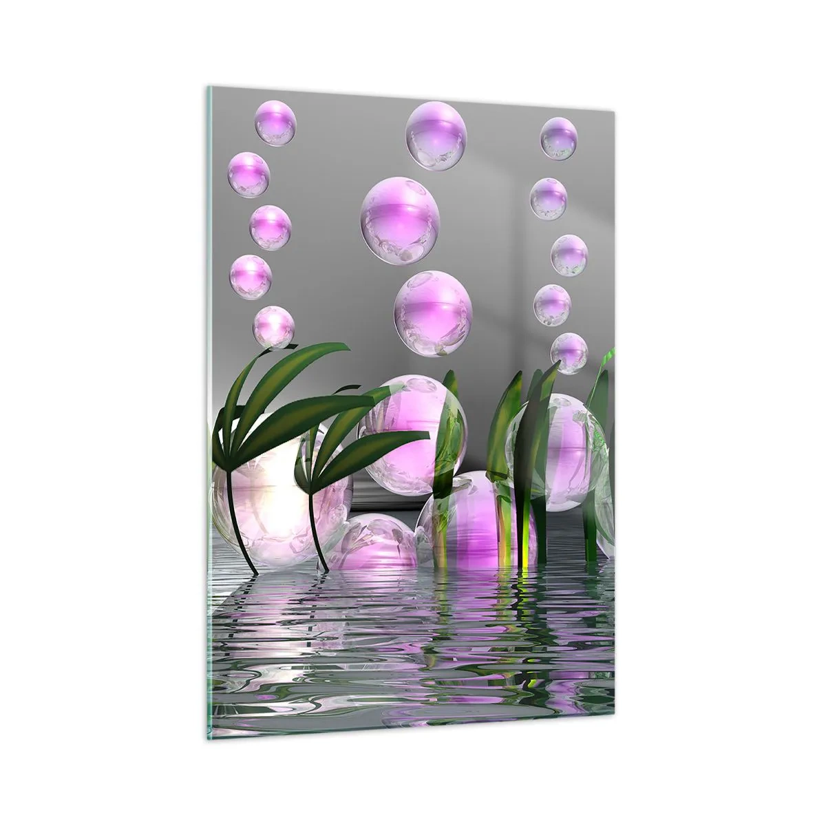 Schilderen op glas - Een reflecterende compositie van lichtheid en leven - 50x70 cm