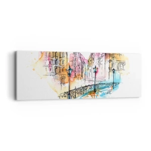 Schilderen op canvas - Het hart van de stad - 90x30 cm