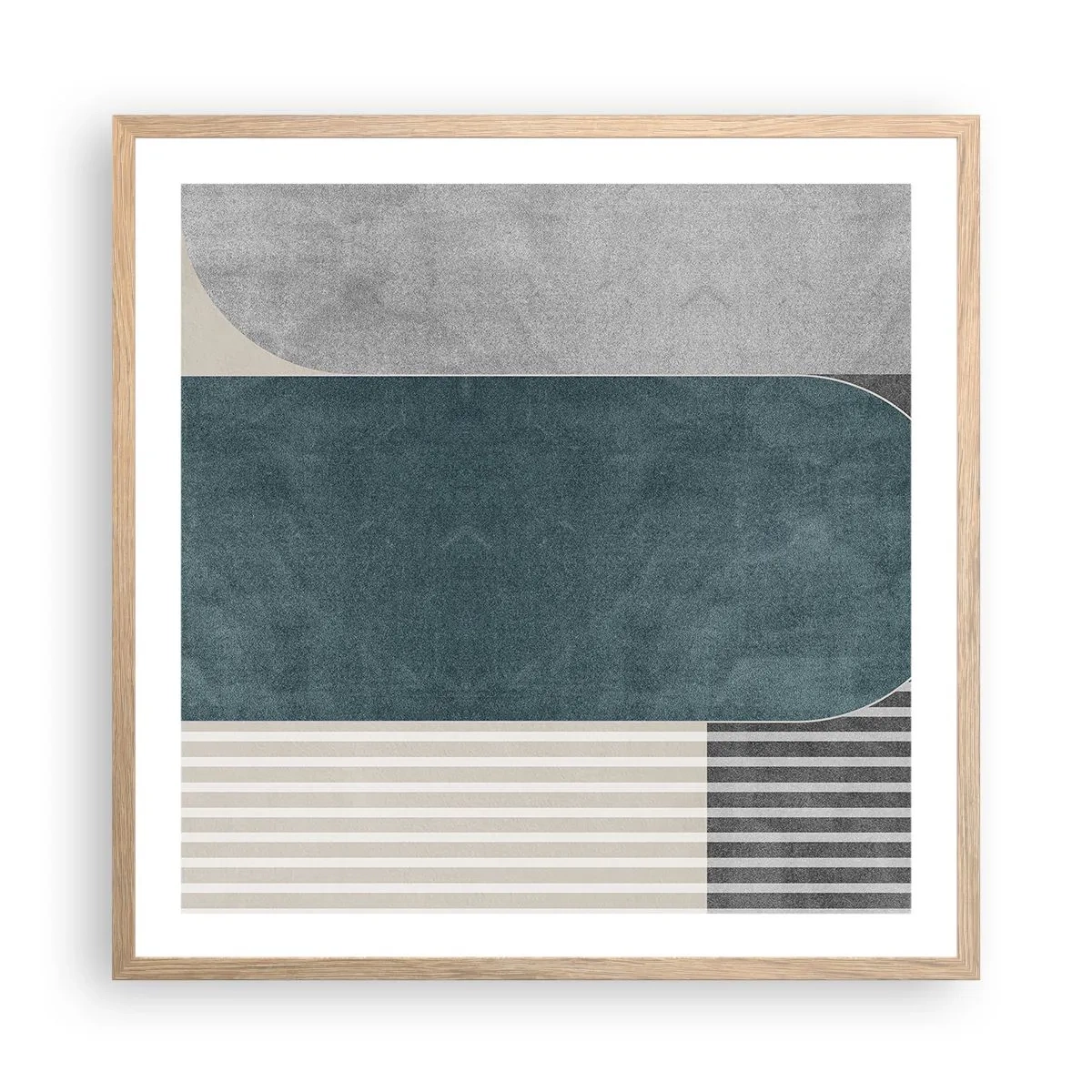 Een poster in een licht eiken lijst - Compositie op niveau - 60x60 cm