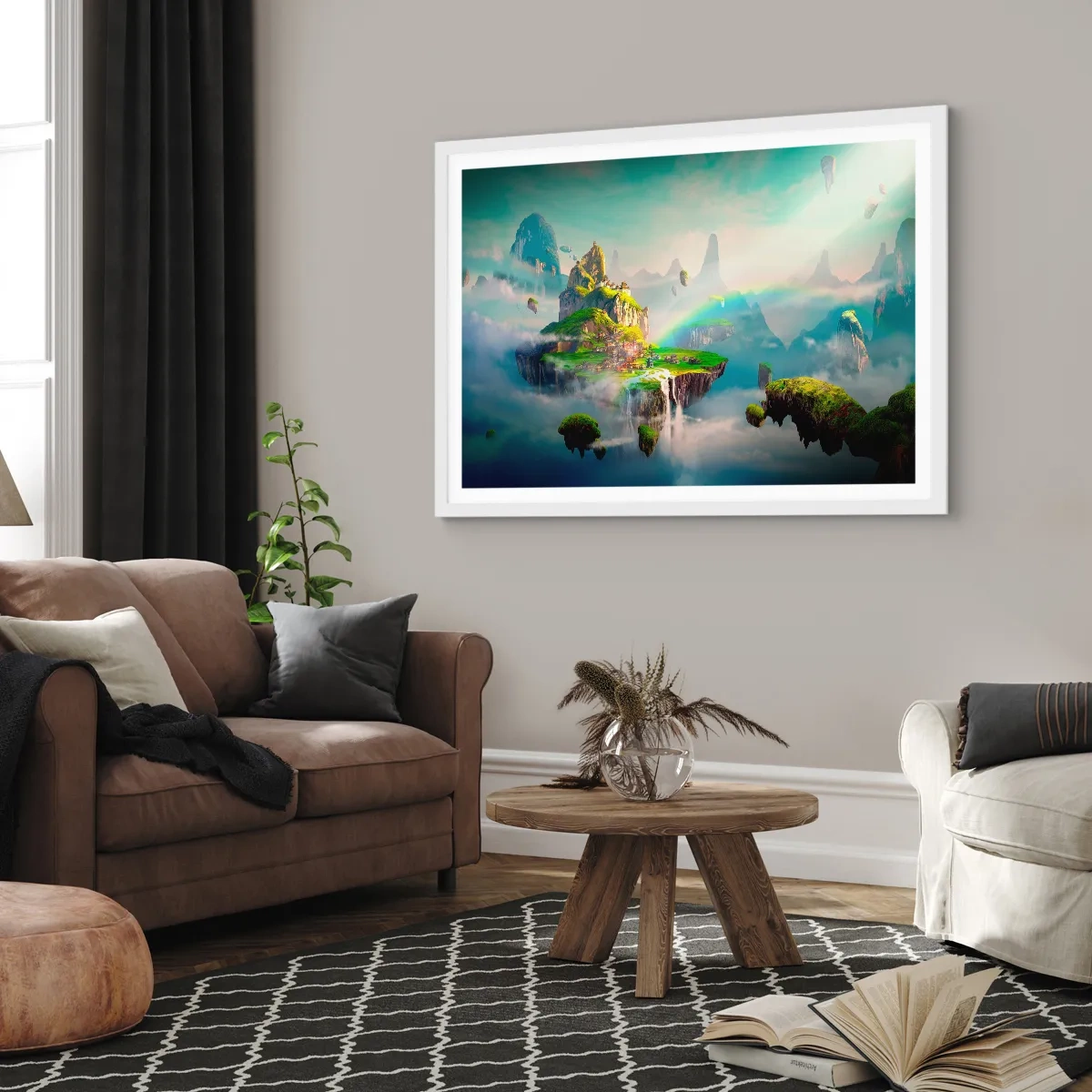 Poster in een witte lijst - Midden in de lucht - gelukkige eilanden - 40x30 cm