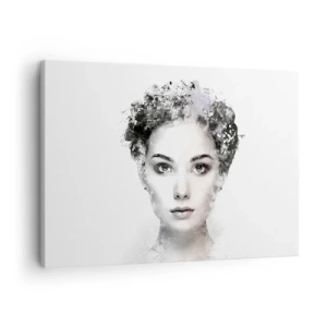 Schilderen op canvas - Een artistiek portret van een vrouw met delicate abstracte accenten. - 70x50cm - Een uiterst stijlvol portret - Moderne wanddecoratie voor woonkamer en slaapkamer ARTTOR