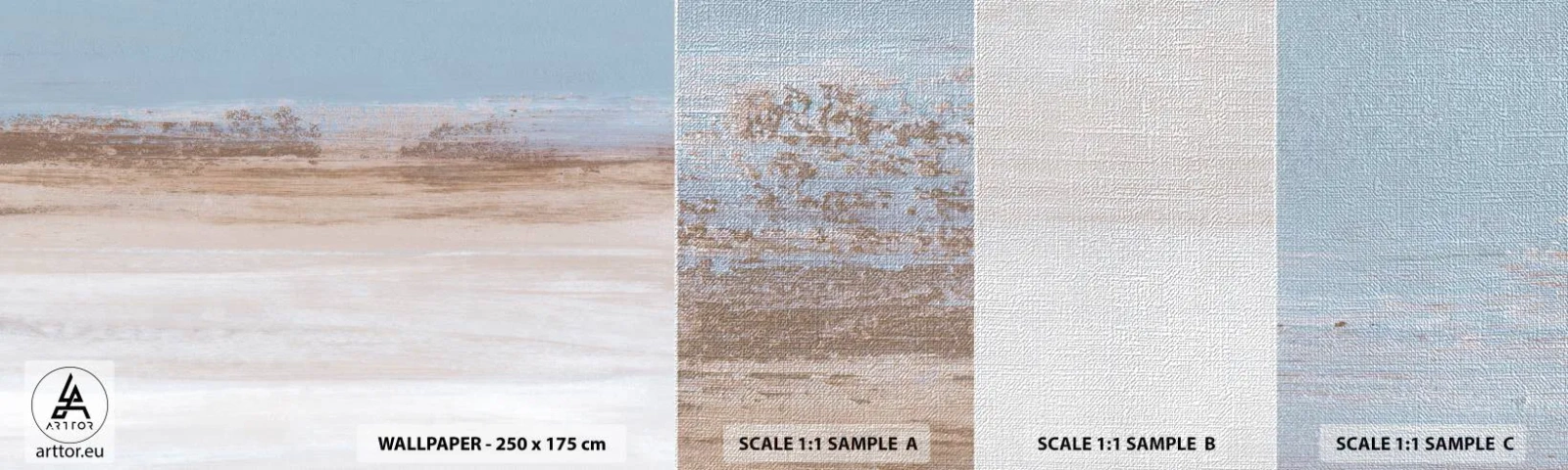 Fotobehang Monster Premium Canvas - Dubbelzinnig landschap - Deel, Helder, Minimalisme - 100x30 cm