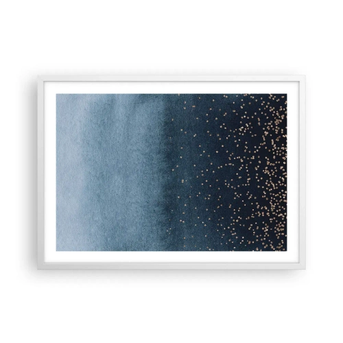 Poster in een witte lijst - Samenstelling - blauwe fasen - 70x50 cm