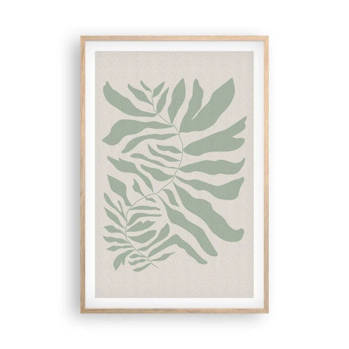 Een poster in een licht eiken lijst - Smaragdgroene tak - 61x91 cm