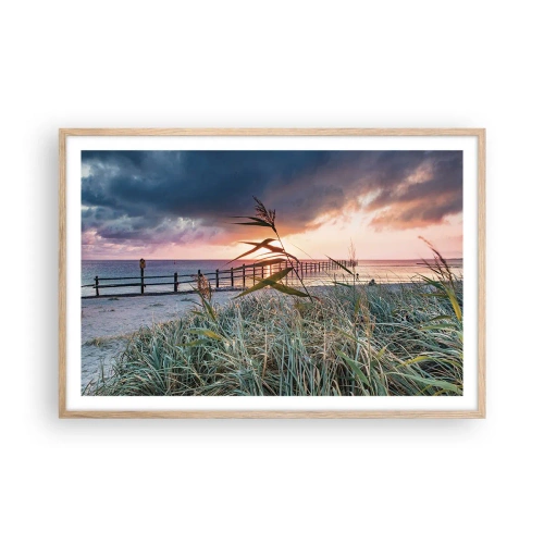 Een poster in een licht eiken lijst - Het gaat niet met de wind mee - 91x61 cm