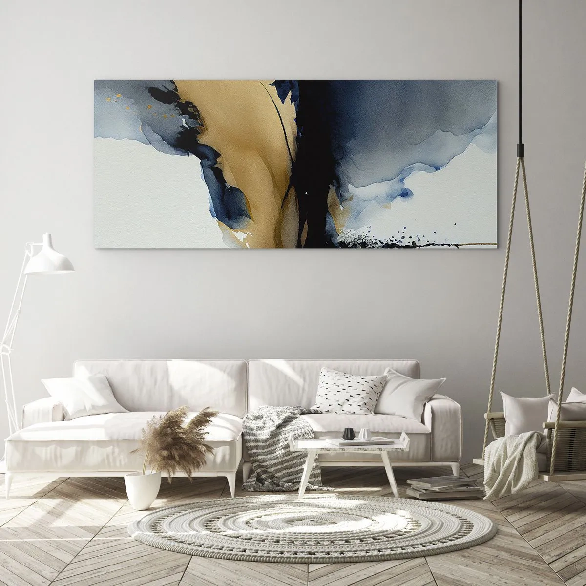 Schilderen op glas - Achter het gordijn - 140x50 cm