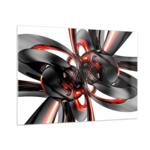 Schilderen op glas - Beweging in grafiet en rood - 100x70 cm