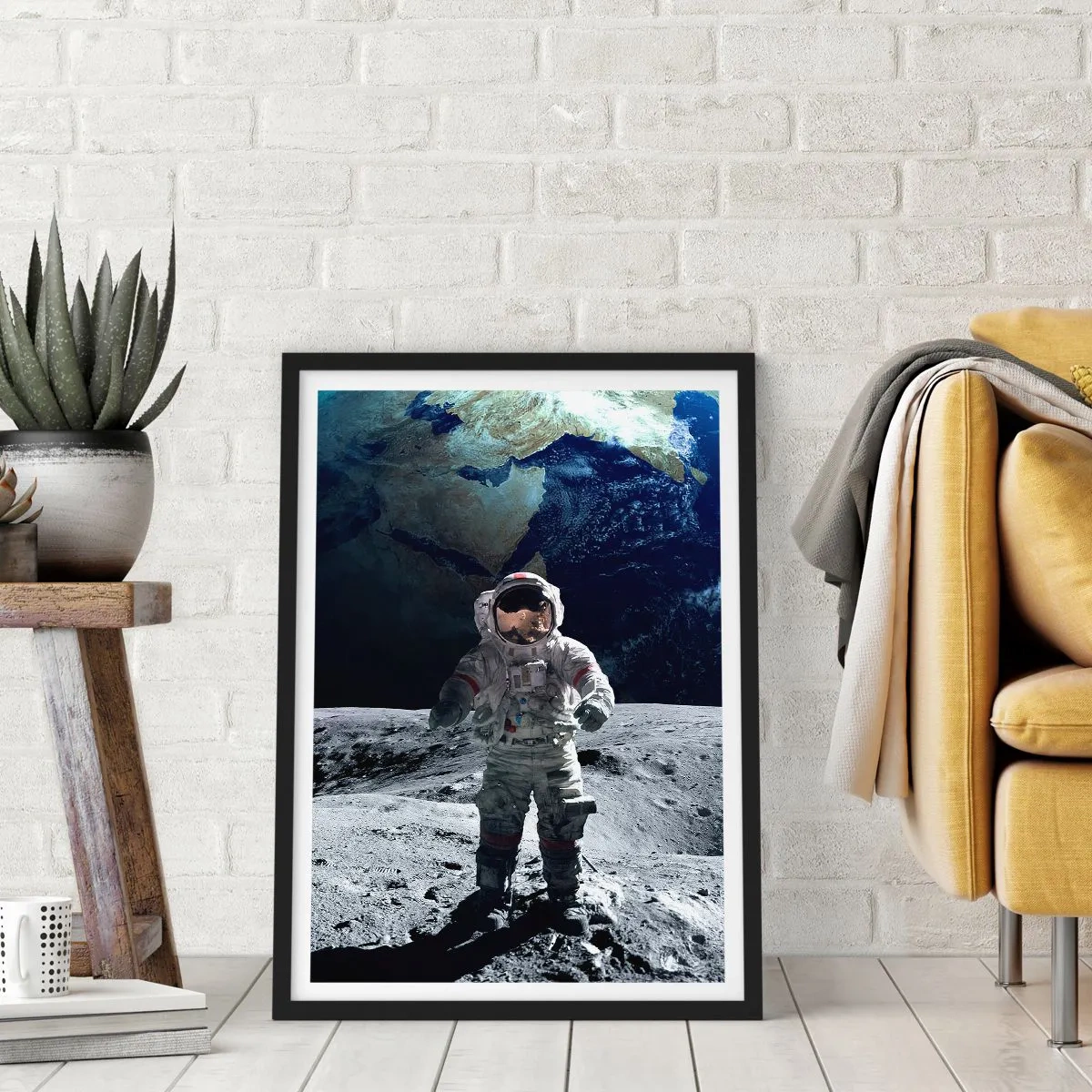 Poster in een zwarte lijst - Groetjes van de maan - 70x100 cm