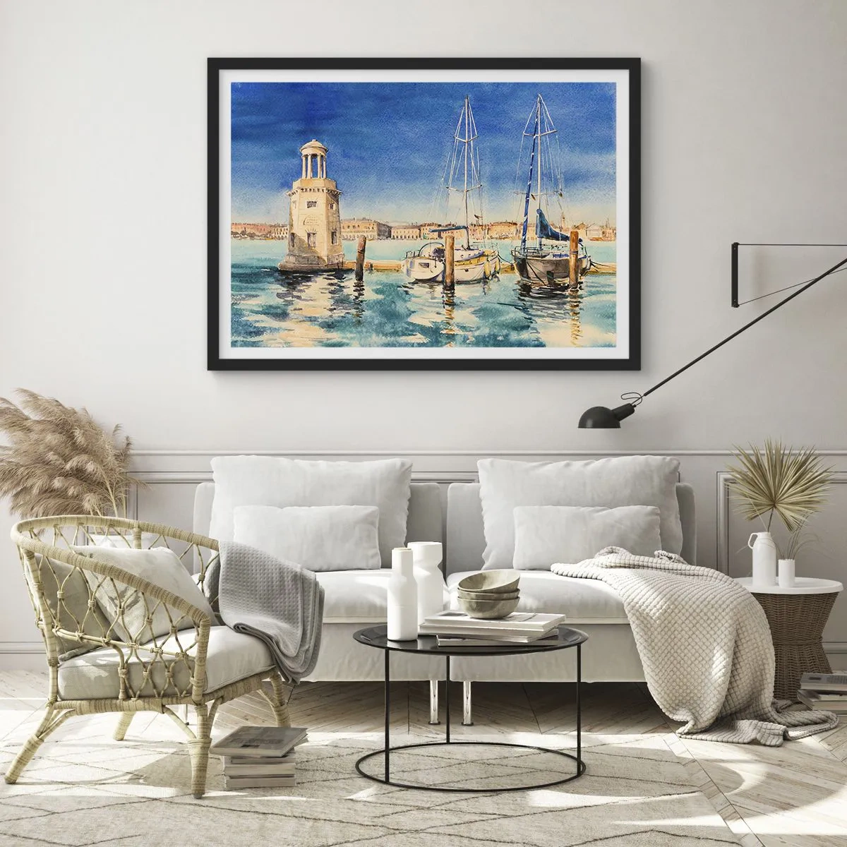 Poster in een zwarte lijst - Zonnige lagune - 70x50 cm