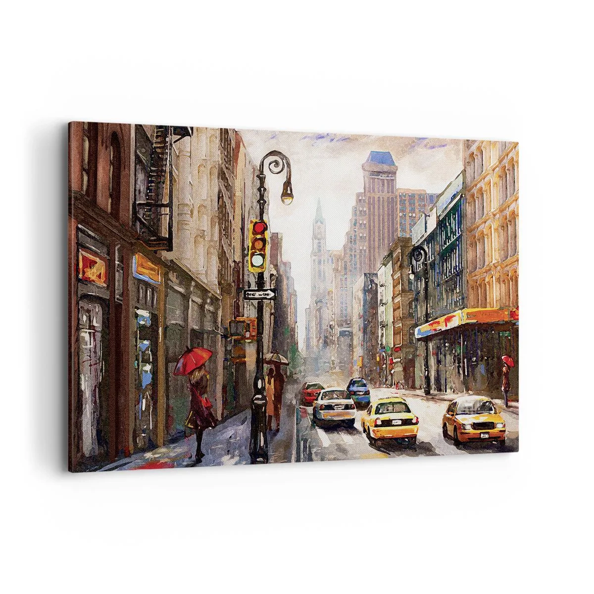 Schilderen op canvas - New York - ook kleurrijk in de regen - 120x80 cm