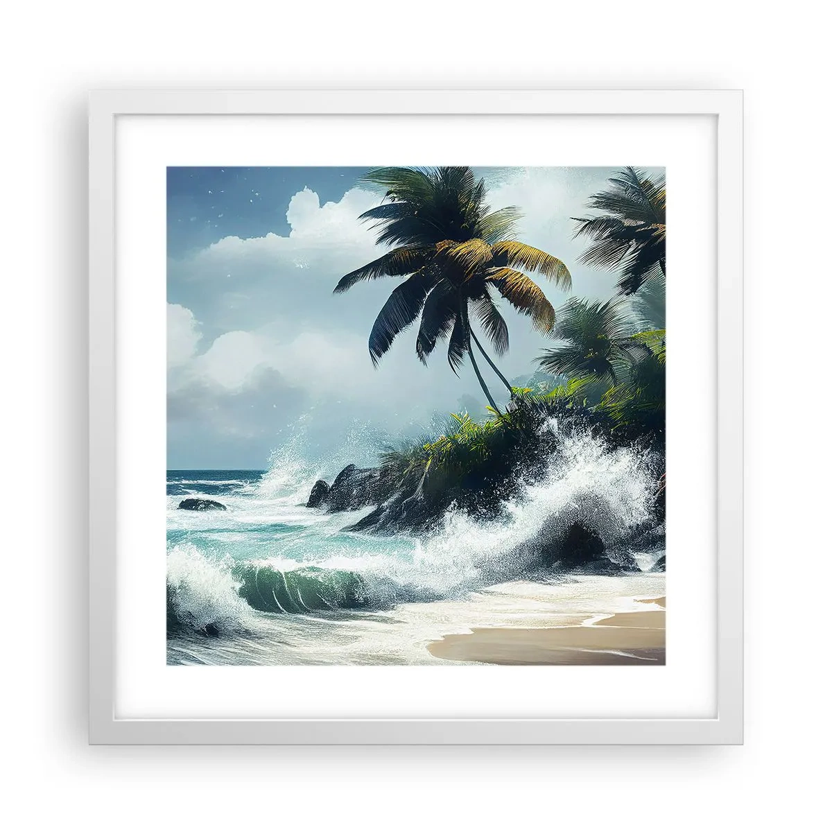 Poster in een witte lijst - Op een tropische kust - 40x40 cm