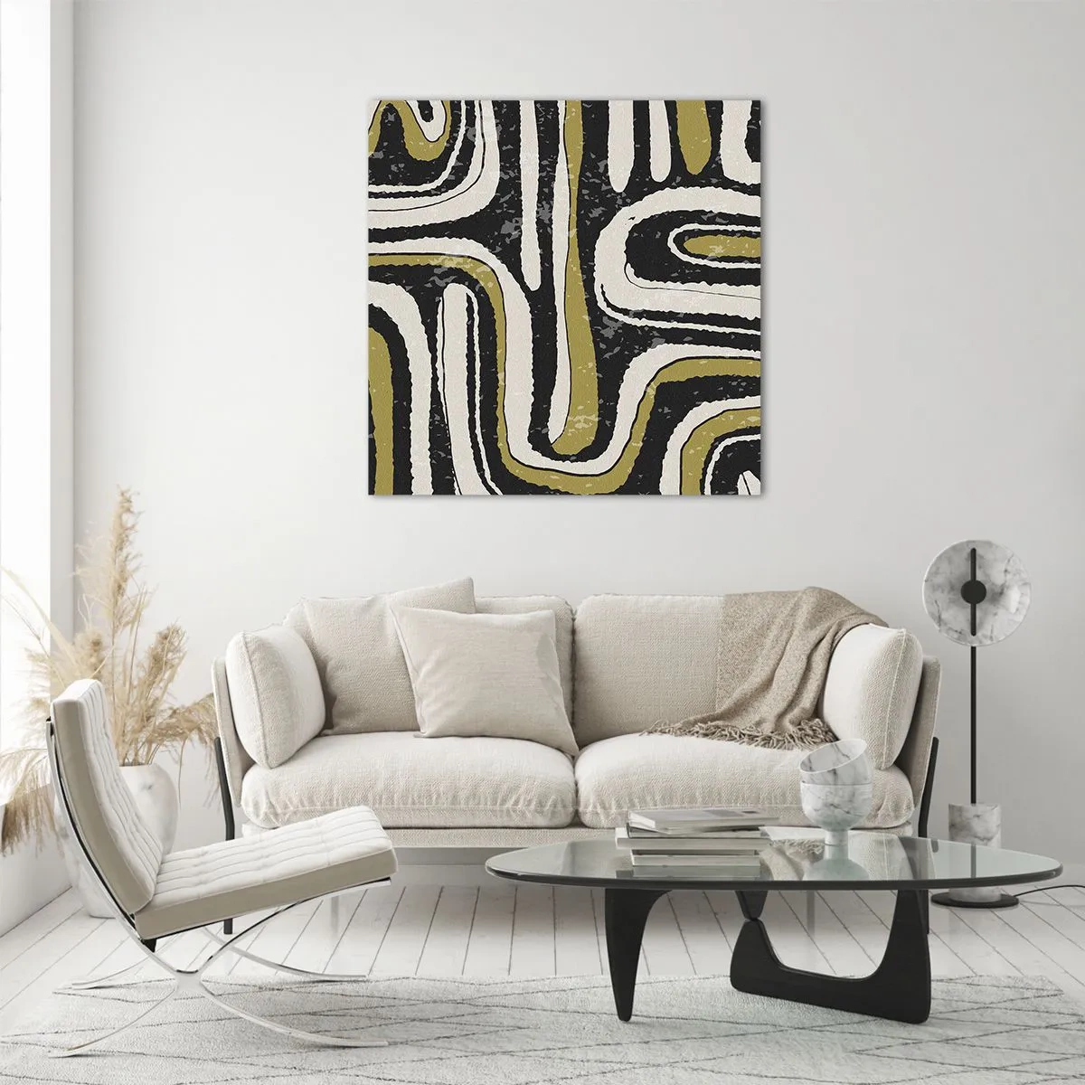 Schilderen op glas - Compositie: wegen en steegjes - 40x40 cm