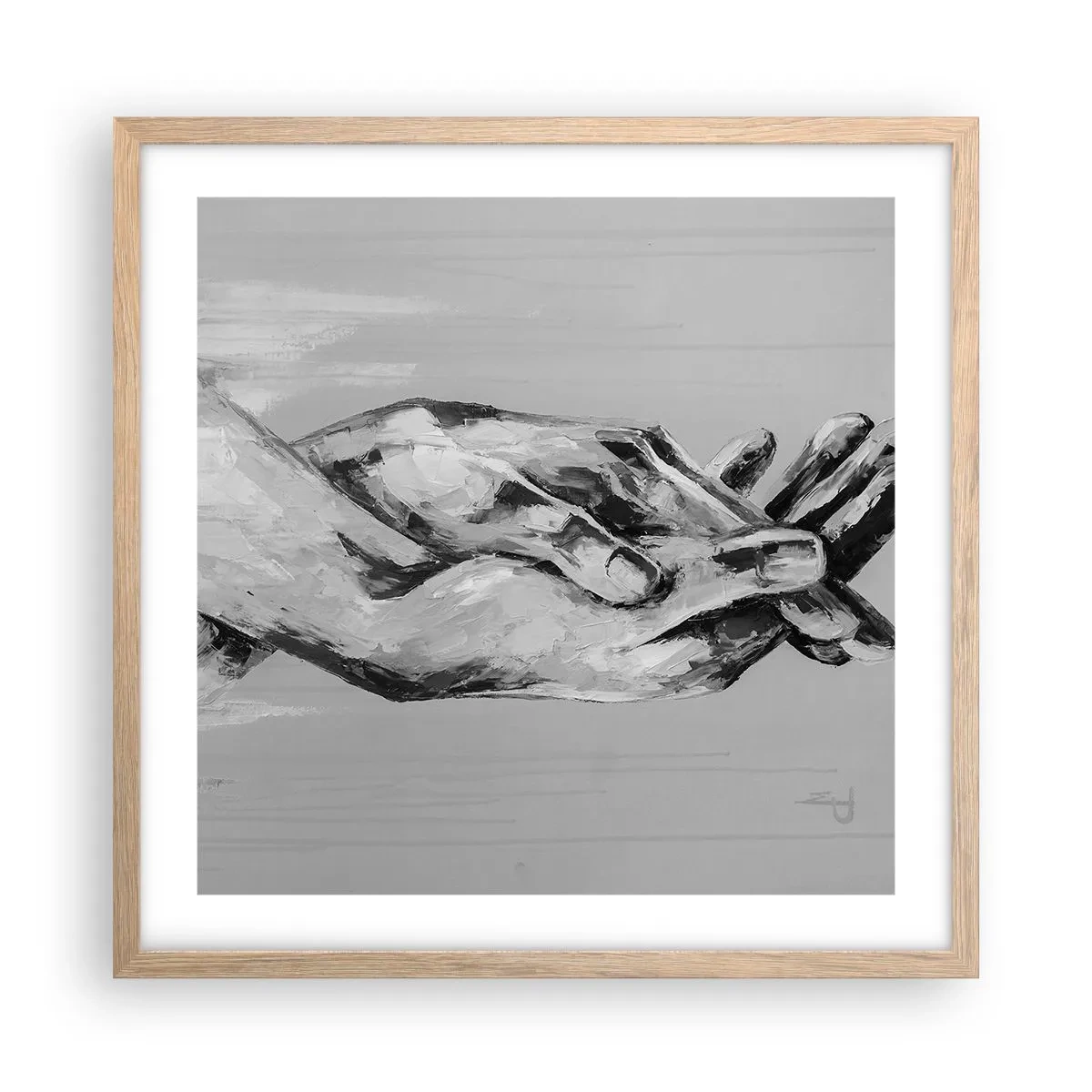 Een poster in een licht eiken lijst - Begin… - 50x50 cm