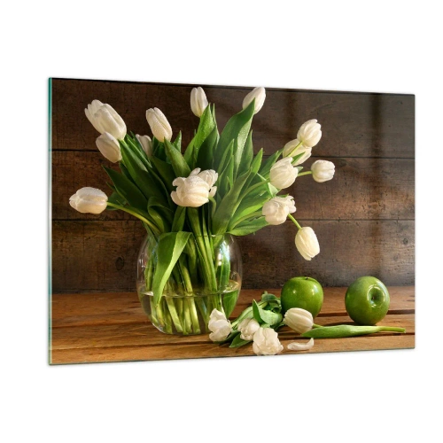 Schilderen op glas - Sappig en fris in groen en wit - 120x80 cm