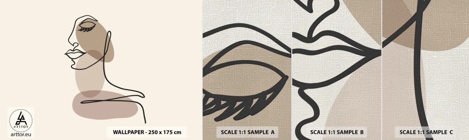 Fotobehang Monster Premium Canvas - Luisteren naar zichzelf - Abstractie, Het gezicht van de vrouw, Grafisch - 100x30 cm