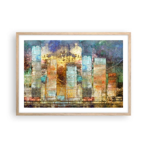 Een poster in een licht eiken lijst - Een zonnige metropool - 70x50 cm
