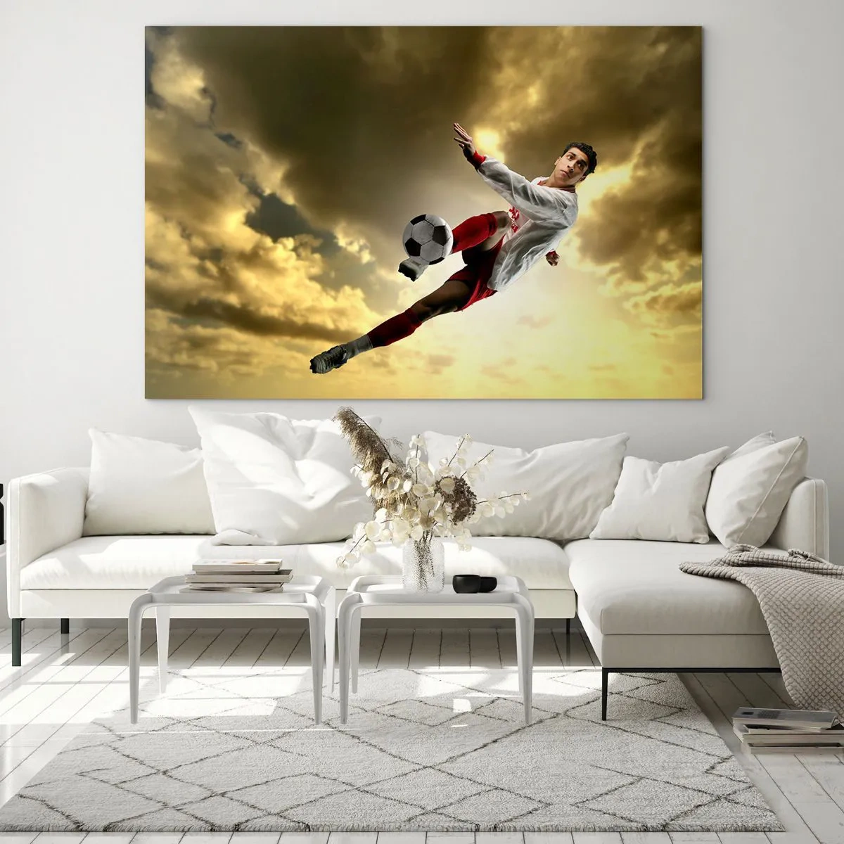 Schilderen op glas - Voetbal hemel - 120x80 cm