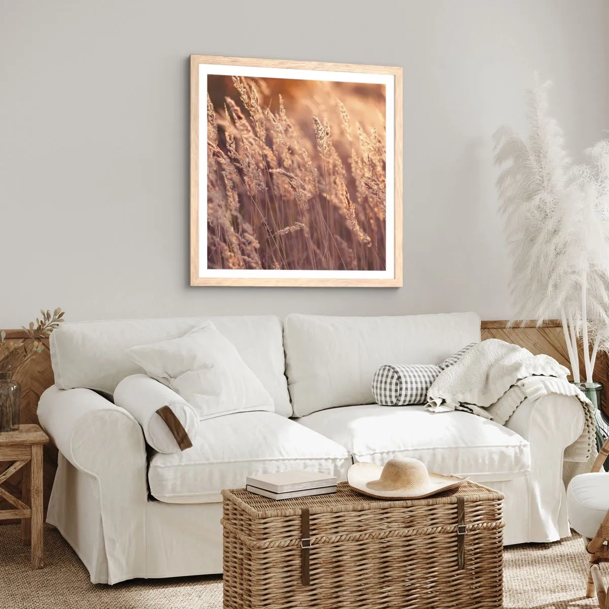 Een poster in een licht eiken lijst - Klaar om de herfst te verwelkomen - 50x50 cm