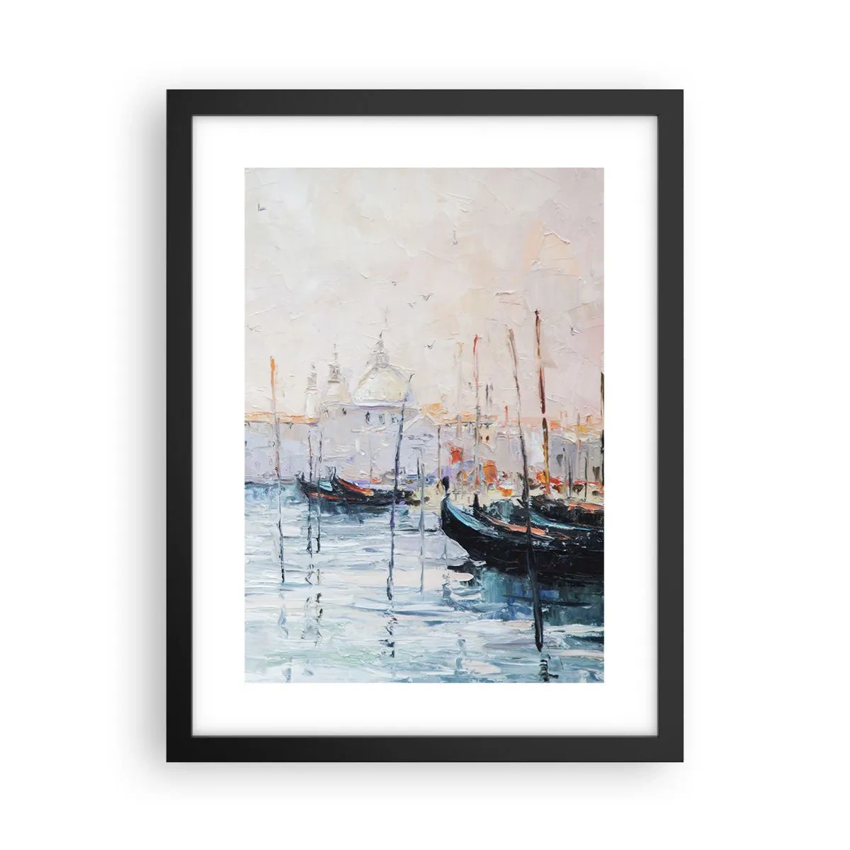 Poster in een zwarte lijst - Achter het water, achter de mist - 30x40 cm