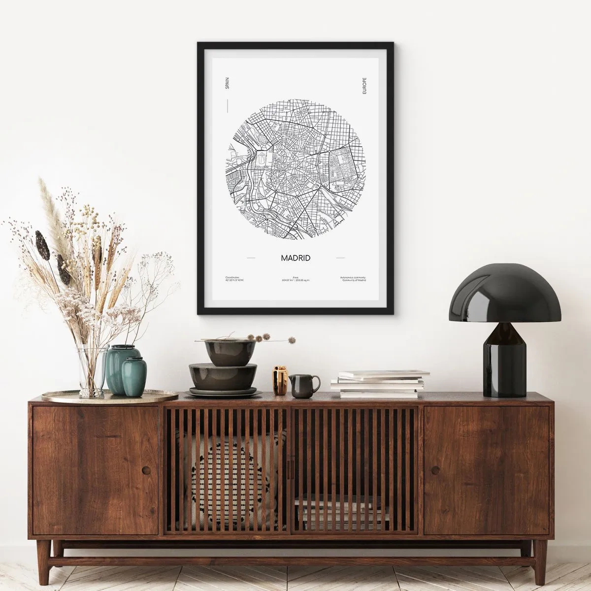 Poster in een zwarte lijst - Anatomie van Madrid - 70x100 cm