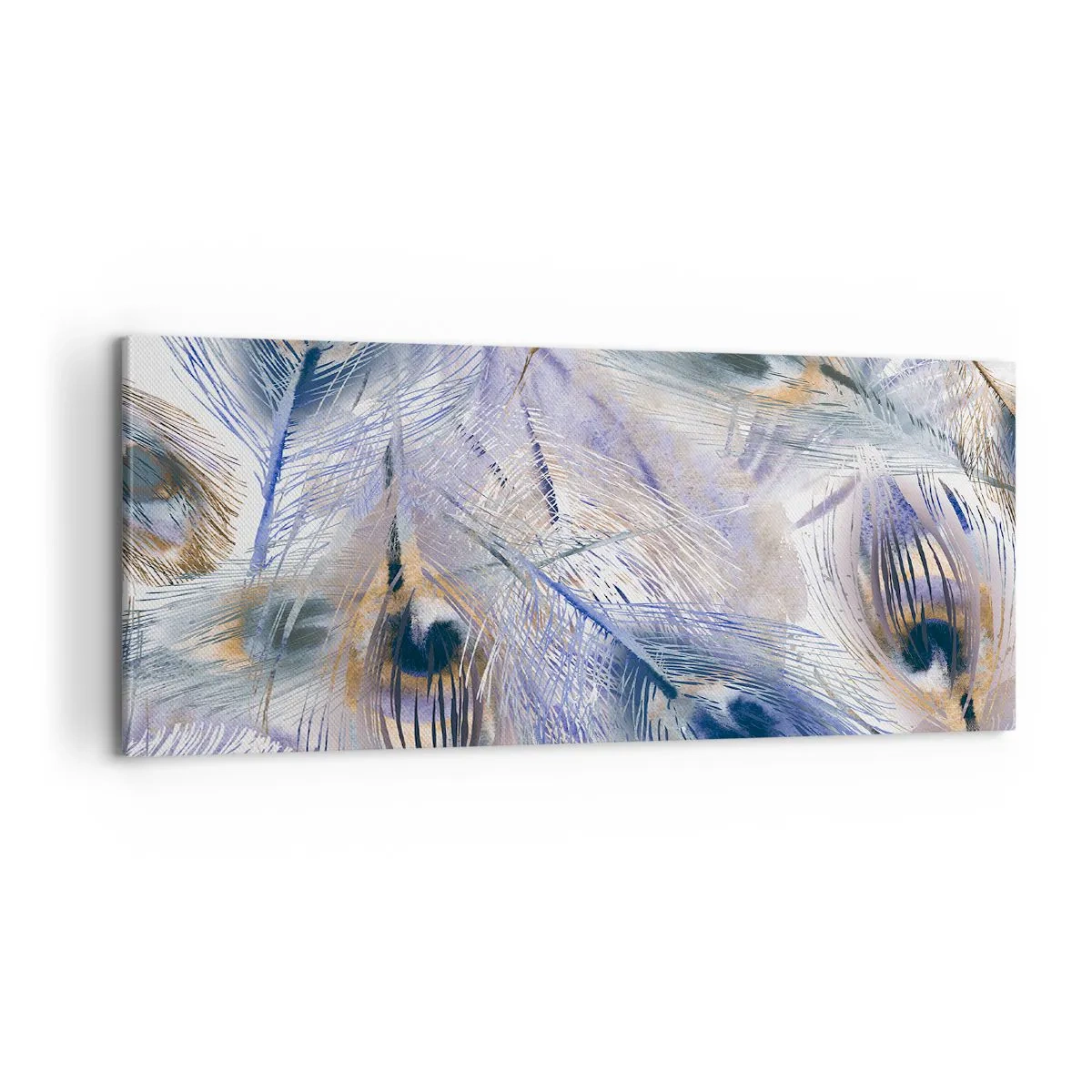 Schilderen op canvas - Pauwenogen compositie - 100x40 cm