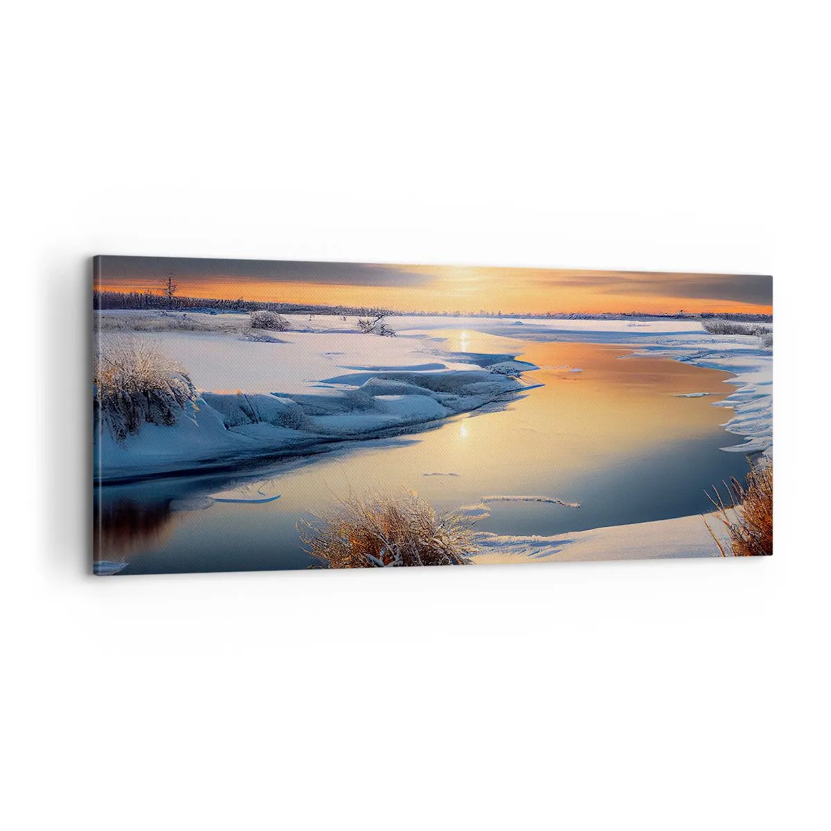 Schilderen op canvas - Winterse zonsondergang - 100x40 cm