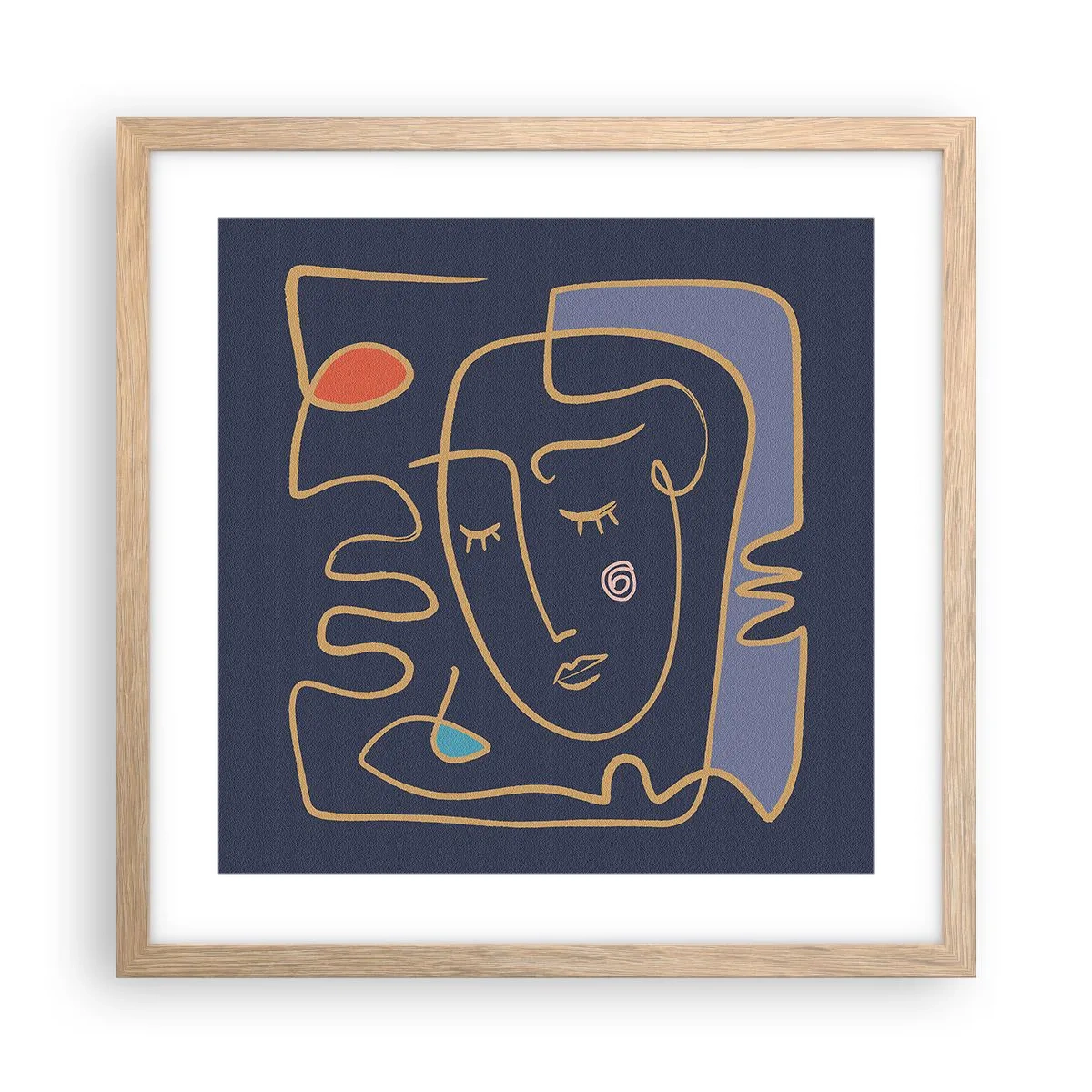Een poster in een licht eiken lijst - In nadenken - 40x40 cm
