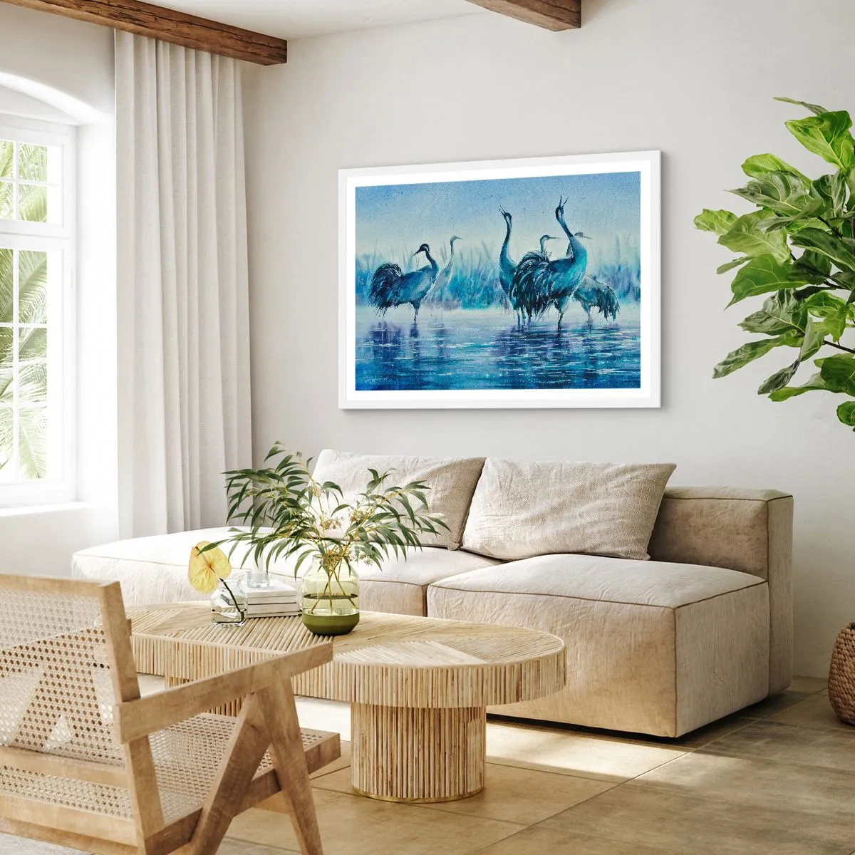 Poster in een witte lijst - Ochtendvergadering - 100x70 cm