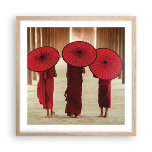 Een poster in een licht eiken lijst - Op weg naar het Zuivere Land - 50x50 cm