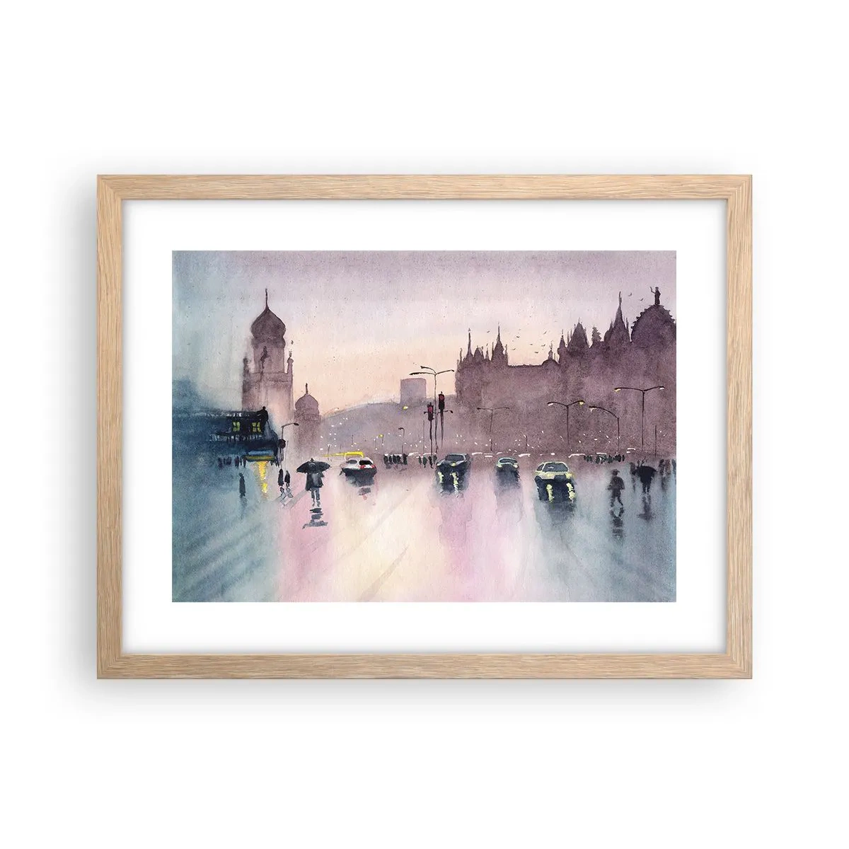 Een poster in een licht eiken lijst - In de regenachtige nevel - 40x30 cm