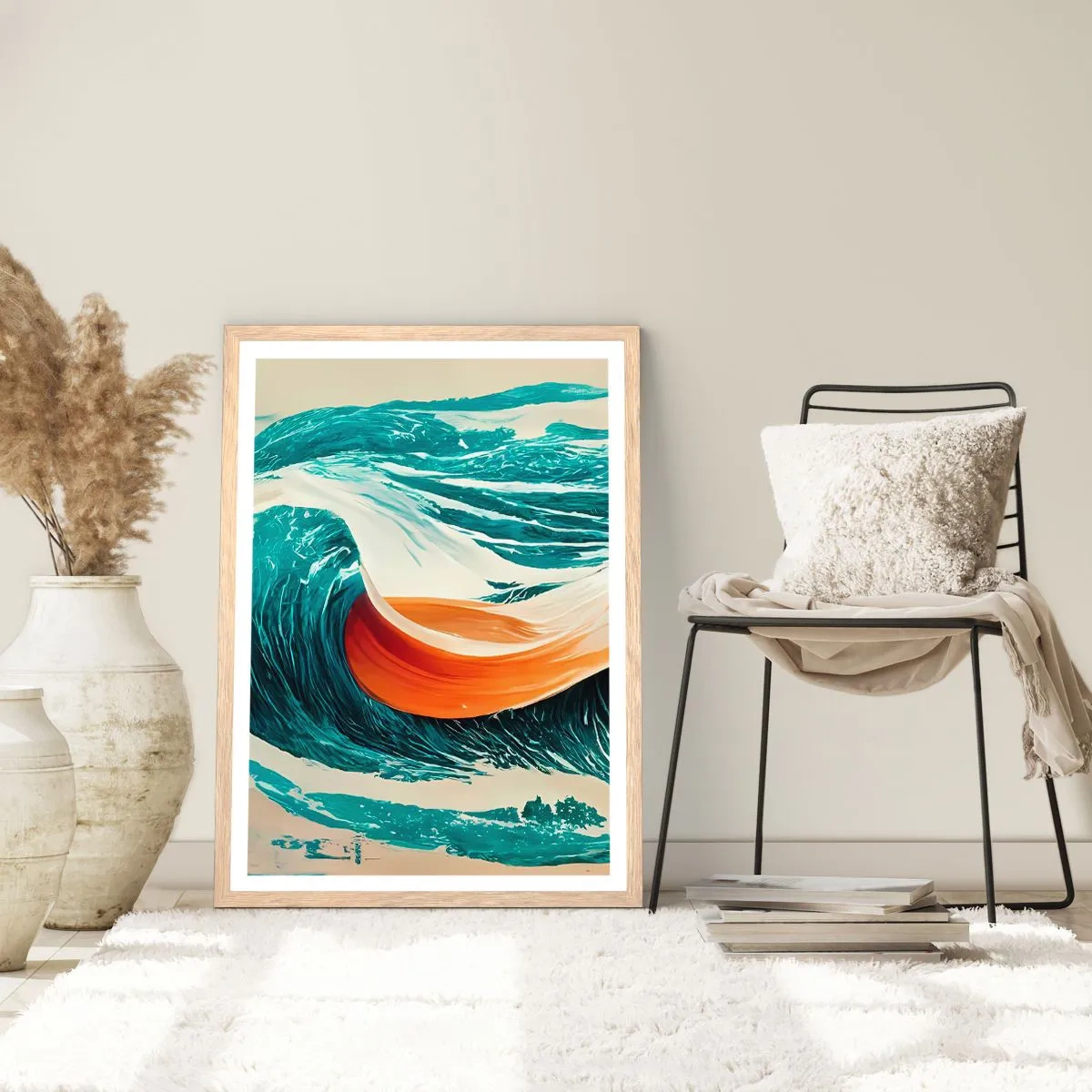 Een poster in een licht eiken lijst - De droom van elke surfer - 50x70 cm