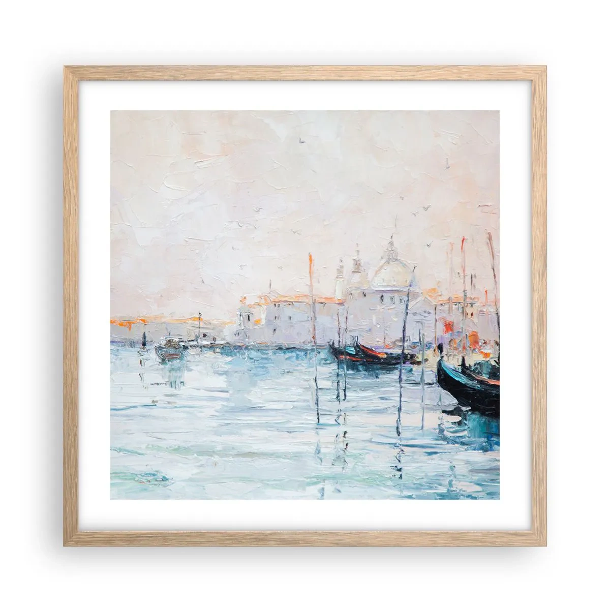 Een poster in een licht eiken lijst - Achter het water, achter de mist - 50x50 cm