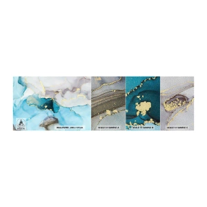 Fotobehang Monster Premium Sand - Een studie van de ontmoeting van grijs en turkoois - Abstractie, Deel, Modern patroon - 100x30 cm