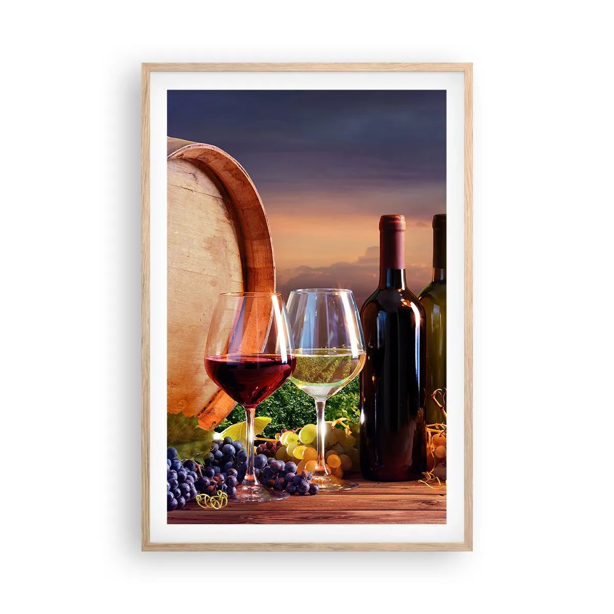 Een poster in een licht eiken lijst - Het leven smaakt hier - 61x91 cm