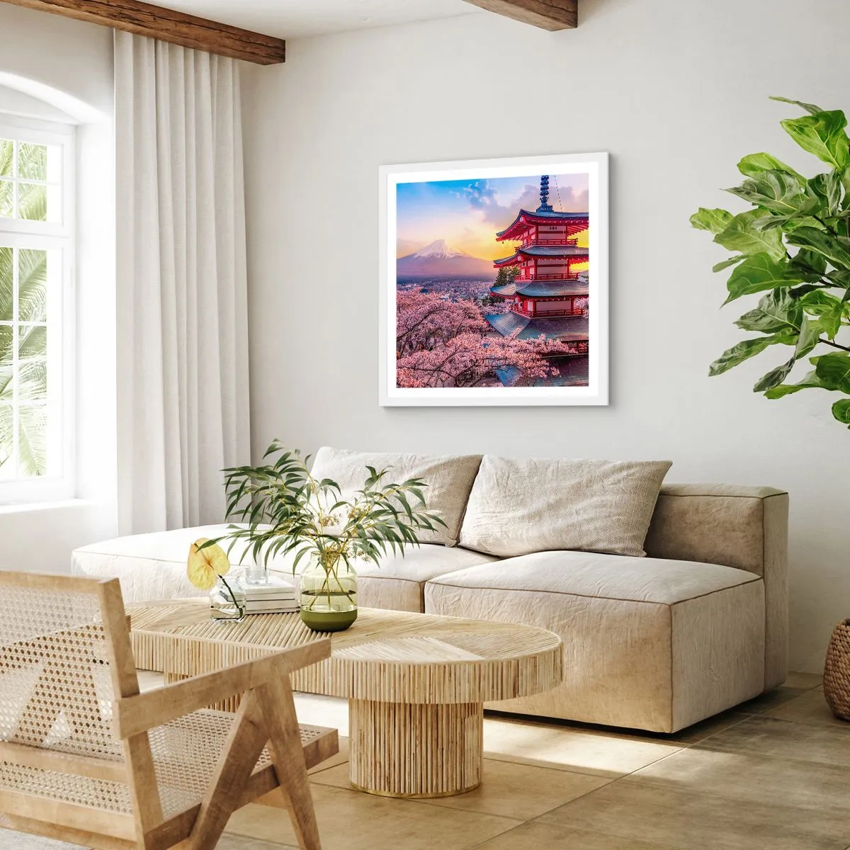 Poster in een witte lijst - De essentie van de Japanse geest - 40x40 cm