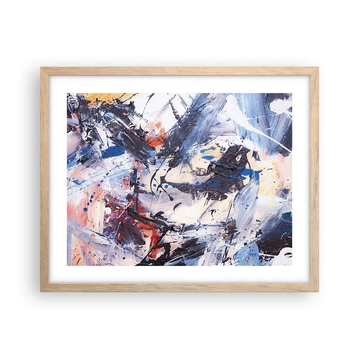 Een poster in een licht eiken lijst - Gekke dans van abstractie - 50x40 cm