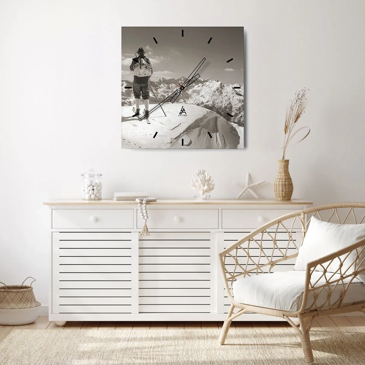 Wandklok - Klok - En de bergen blijven onveranderd - 40x40 cm