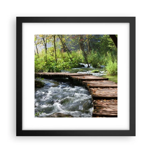 Poster in een zwarte lijst - Boven de schuimige waterval - 30x30 cm
