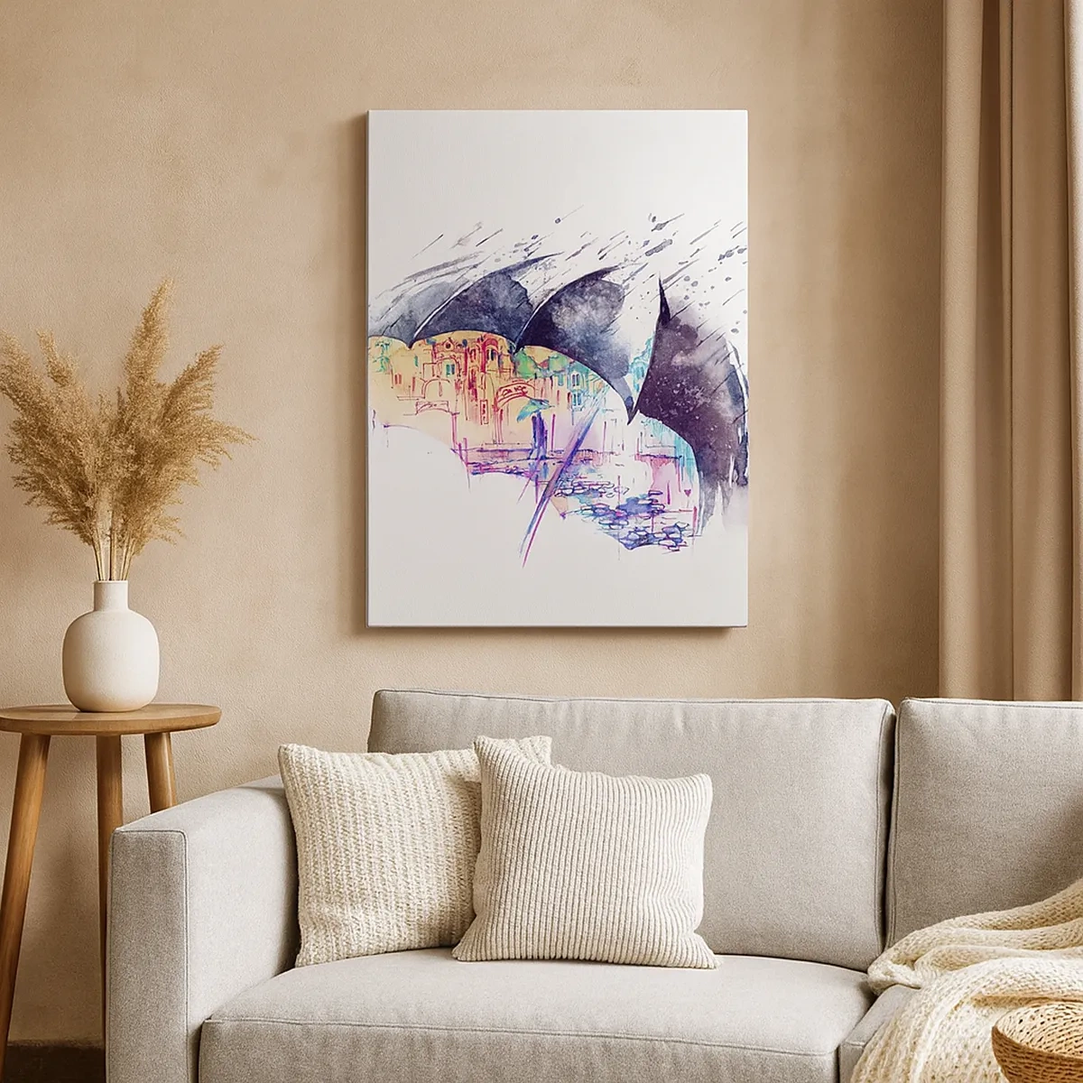 Schilderen op canvas - Wandeling in de regen - 50x70 cm