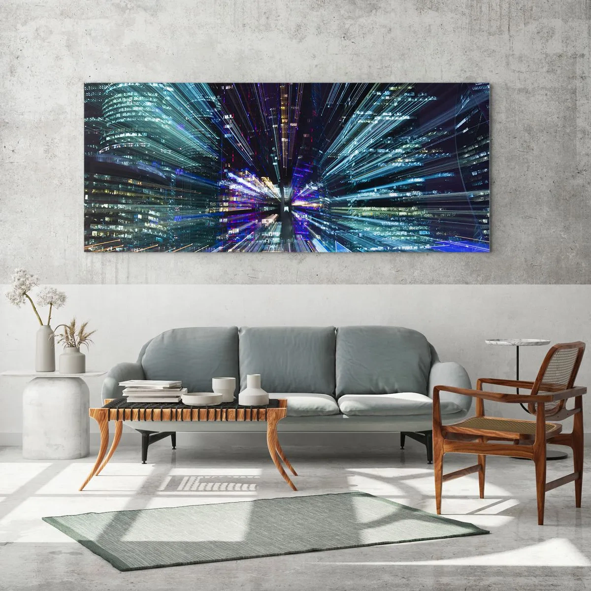 Schilderen op glas - Overgang naar hyperspace - 140x50 cm