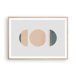 Een poster in een licht eiken lijst - Een Wiel achter een andere - 100x70 cm