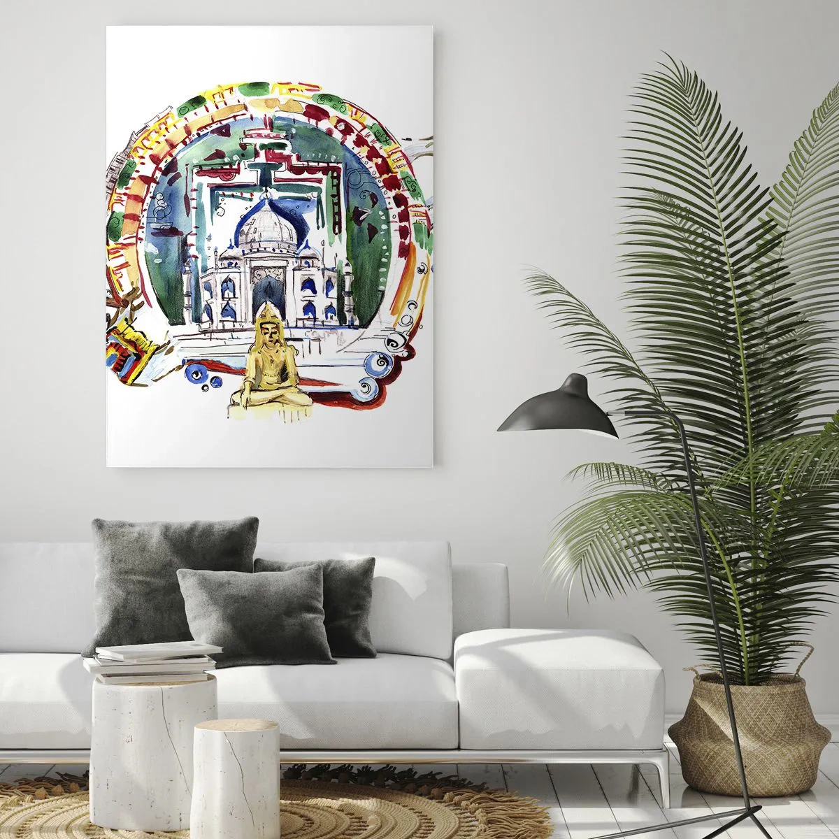 Schilderen op glas - Hindoe wereld balans - 50x70 cm