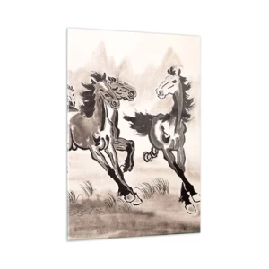 Schilderen op glas - In een vrolijke galop - 50x70 cm