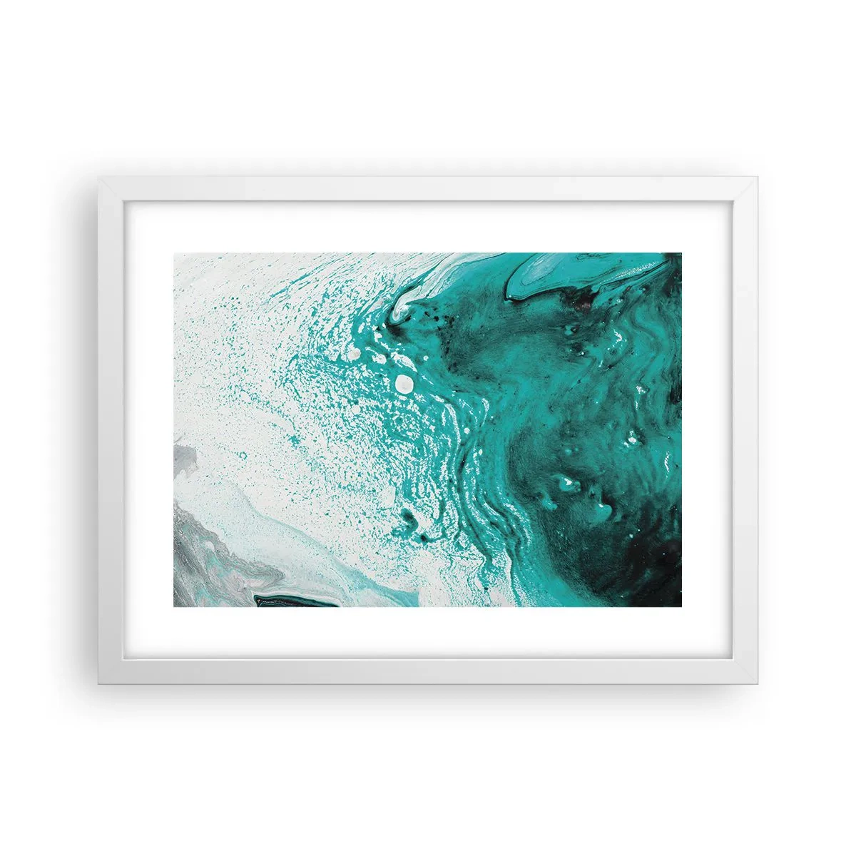 Poster in een witte lijst - Versmelten in wit en turkoois - 40x30 cm