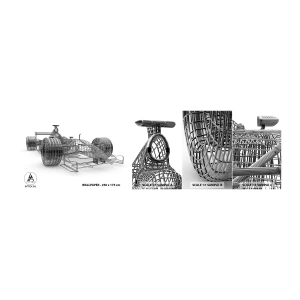 Fotobehang Staaltje Standard Eco - Perfect ontwerp - het idee van momentum - 3D, Race auto, Grafisch - 100x30 cm
