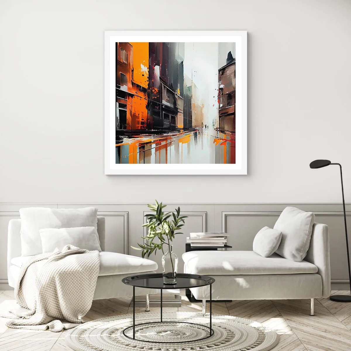 Poster in een witte lijst - Regenachtige dag - 40x40 cm