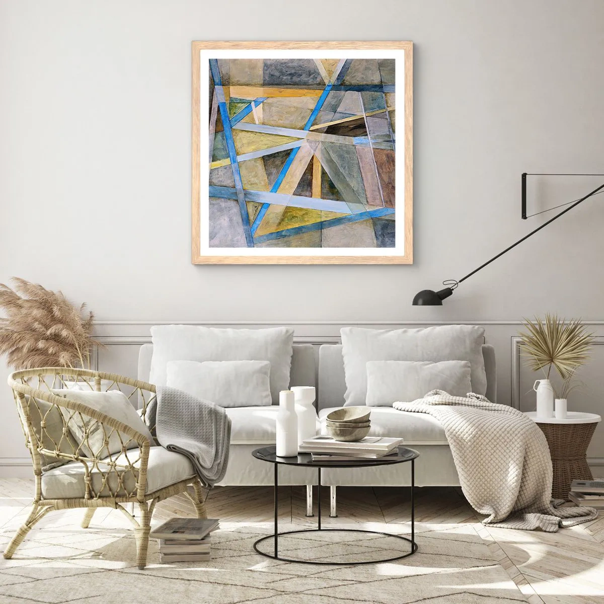 Een poster in een licht eiken lijst - Recht of diagonaal? - 30x30 cm