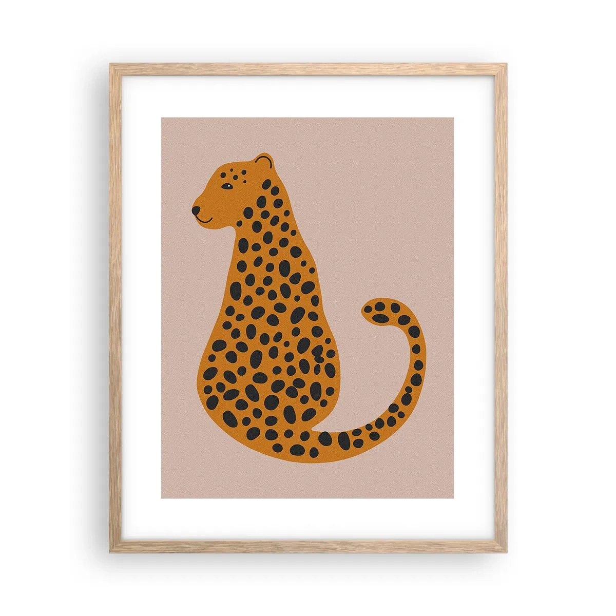 Een poster in een licht eiken lijst - Luipaardprint is een modieus print - 40x50 cm